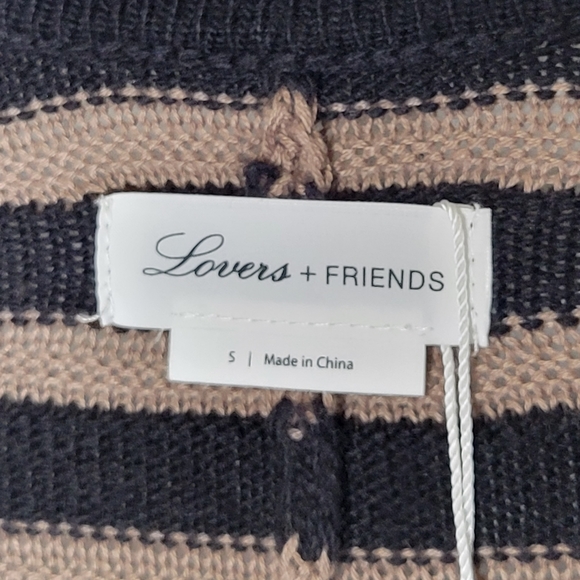 Lovers and Friends Ventura Poncho Striped Cardigan Sweater Beige/Black SMALL NWT - Picture 10 of 13